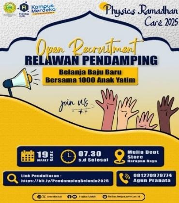 Ayo Berbagi! Fisika UMRI Ajak Mahasiswa dan Umum Jadi Relawan Pendamping 1000 Anak Yatim di Mulya Store