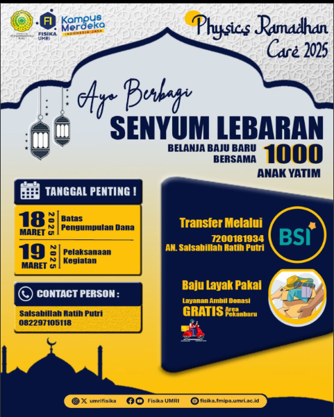 1000 Senyum Lebaran Anak Yatim! Fisika UMRI Gencarkan Physics Ramadhan Care 2025 dengan Belanja Baju Baru Bersama